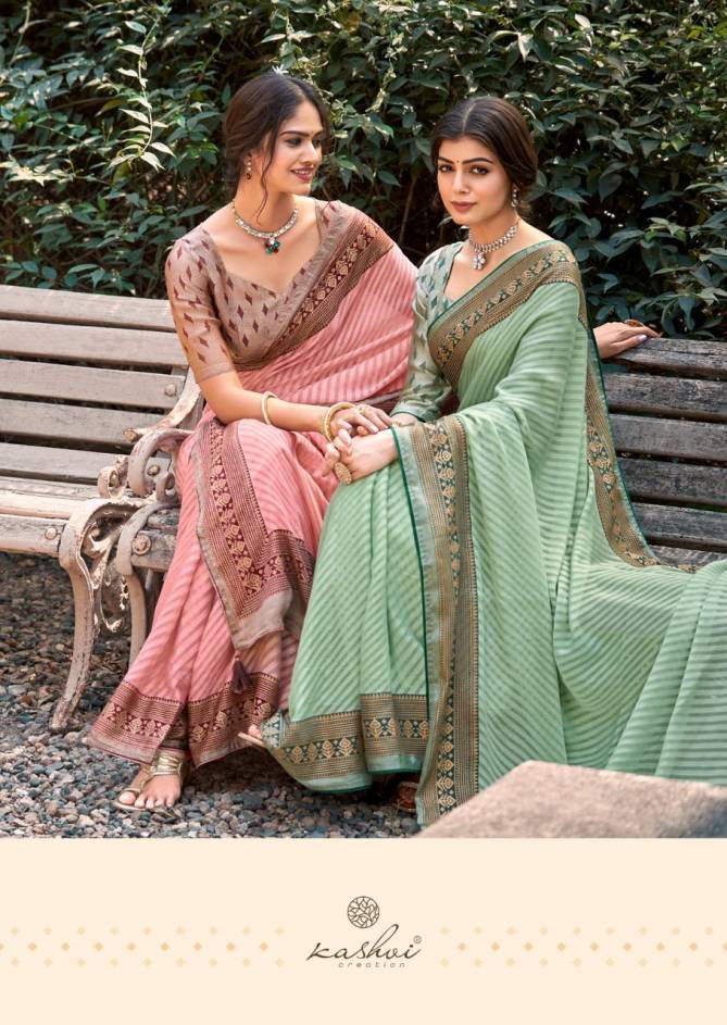 Saroj Vol 4 By Kashvi Dull Moss Brasso Designer Sarees Wholesale Clothing Suppliers In India
